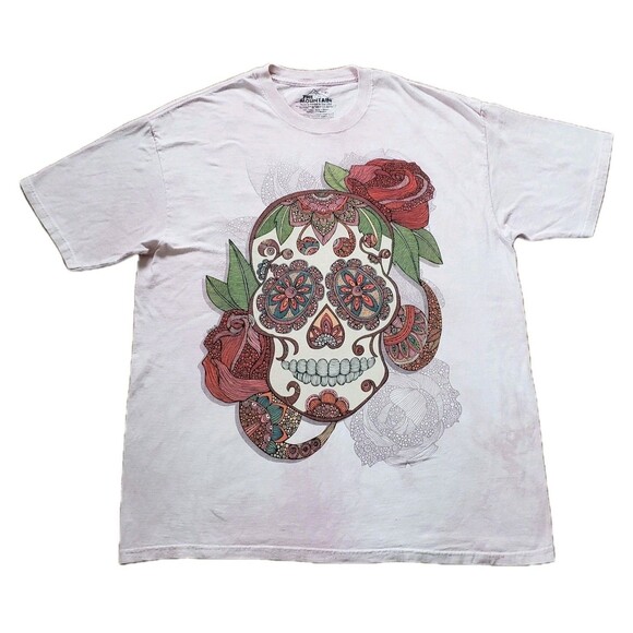 Thrashed The Mountain Valentina Sugar Skull Size XL Mens Tie Dye Pink T-Shirt - Picture 1 of 7